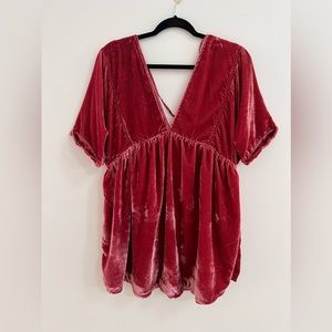 Free people pink velvet mini dress
